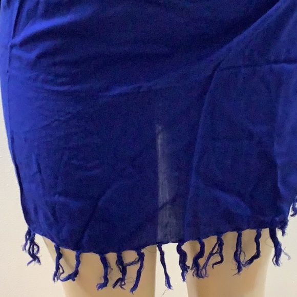 Zuliana Size Small Blue 100% Rayon Sarong with Fringes. Made in USA. - Picture 2 of 4